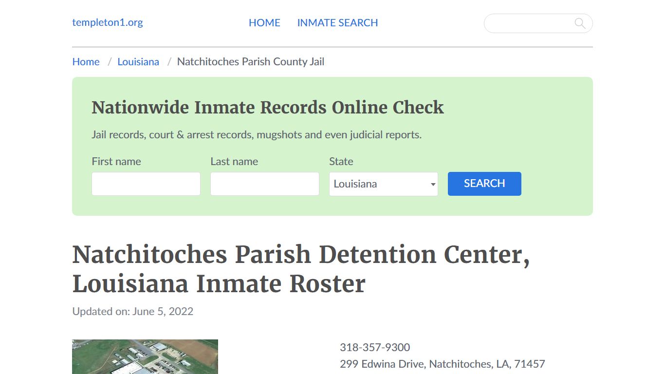 Natchitoches Parish Detention Center, Louisiana Inmate Roster