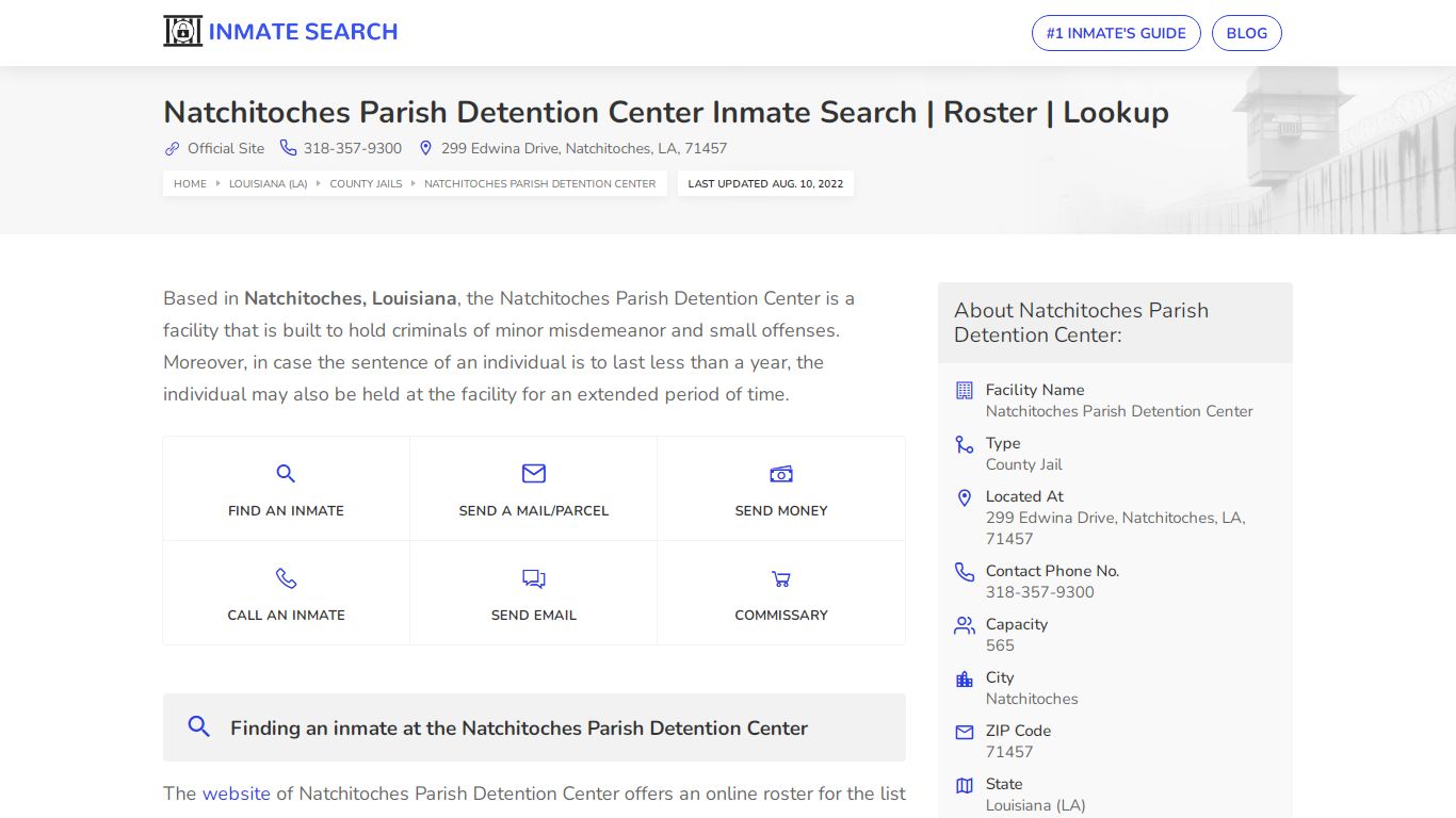 Natchitoches Parish Detention Center Inmate Search ...